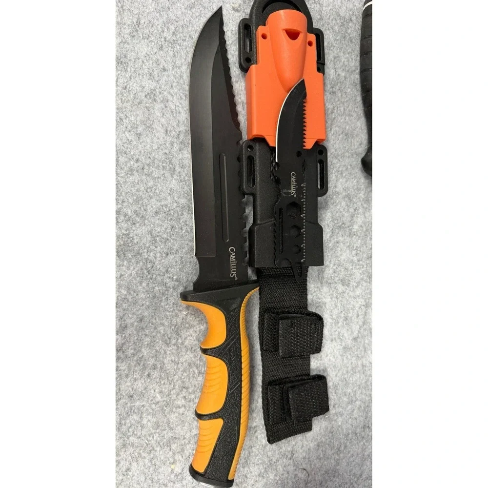 Camillus Survival/Hunting Knife Set with Sheath and Husky Fillet Knife Bundle